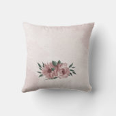 Coussin Fleurs roses romantiques & feuilles vertes (Verso)