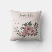 Coussin Fleurs roses romantiques & feuilles vertes (Recto)