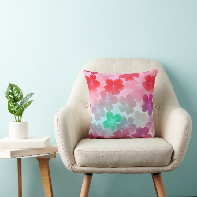 Coussin Fleurs roses Sakura Abstrait (Chaise)