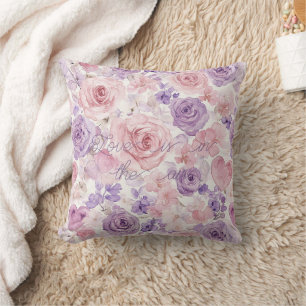 Coussin Fleurs Roses Violettes Blush Cœurs Amour Air