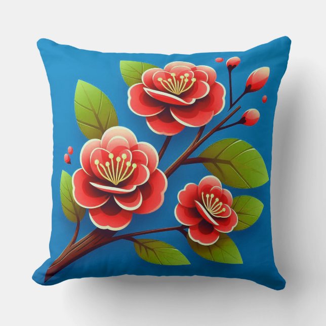 Coussin Fleurs Rouges (Recto)