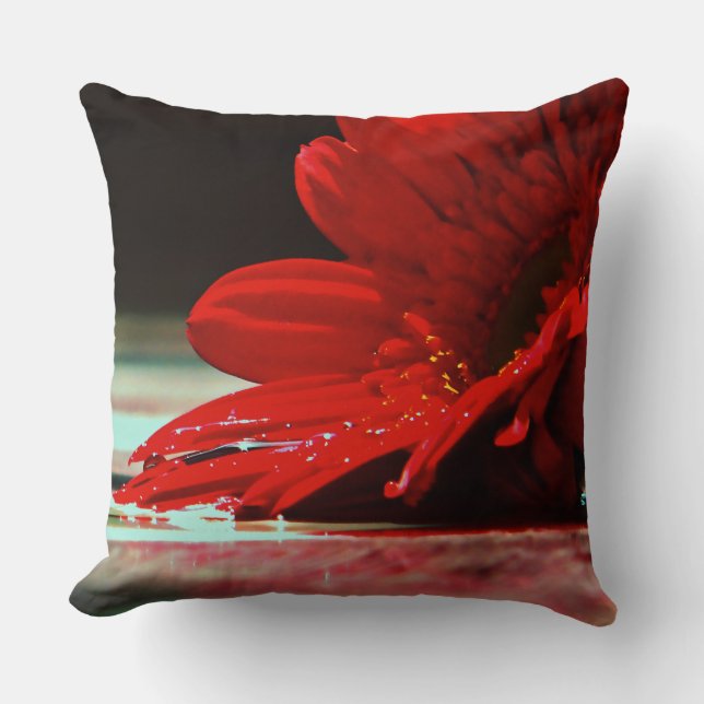 Coussin Fleurs rouges de Gerbera de marguerite (Recto)