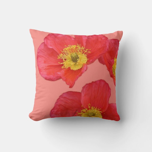 Coussin Fleurs rouges de pavot (Recto)