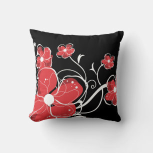 Coussin Fleurs rouges et blanches modernes