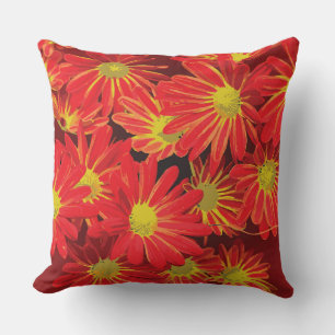 Coussin Fleurs rouges et jaunes 1