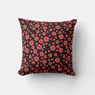 Coussin Fleurs rouges florales Motif avec Arrière - plan n