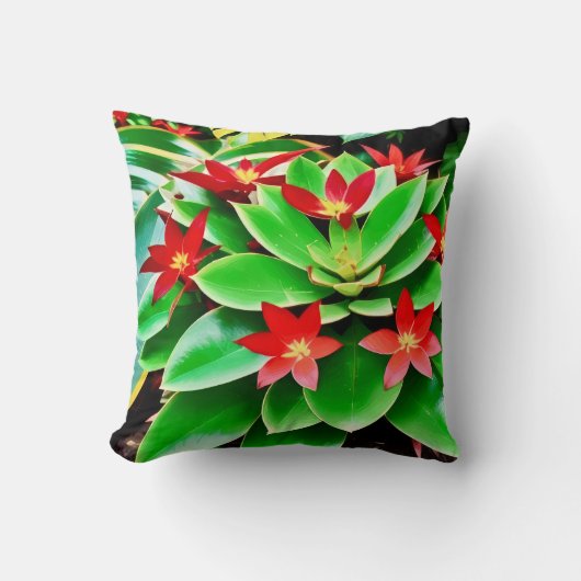 Coussin Fleurs rouges lumineuses (Recto)