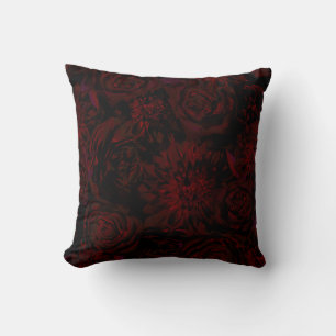 Coussin Fleurs Rouges Romantiques Jardin Sombre Gothique G