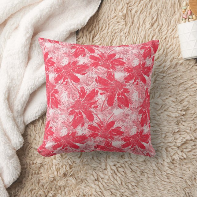 Coussin Fleurs rouges sur blanc. (Couverture)
