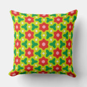 Coussin Fleurs rouges sur la chaux moderne Vert Géométriqu (Recto)