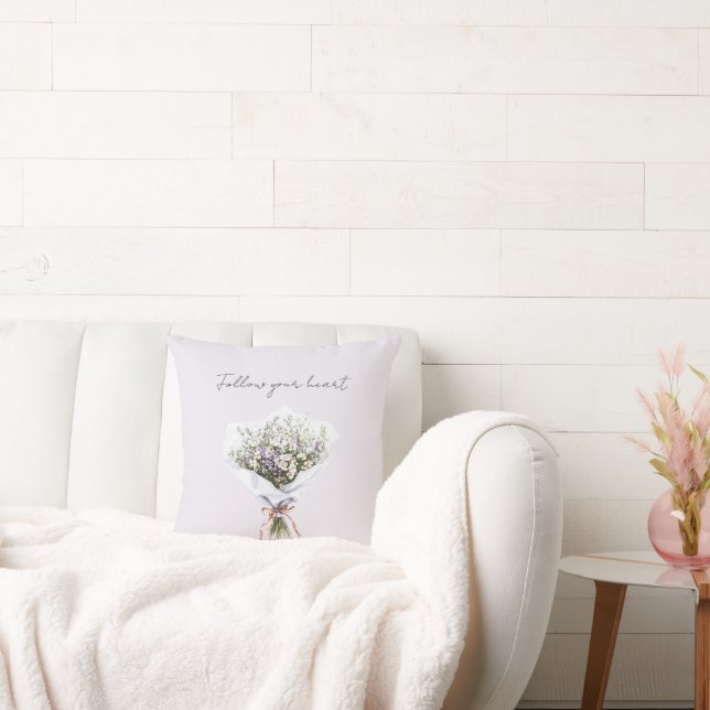 Coussin Fleurs sauvages blanches violettes (Canapé)