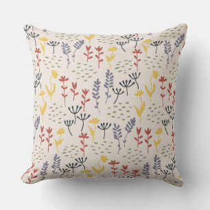 Coussin Fleurs sauvages colorées minimalistes éparpillées