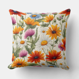 Coussin Fleurs sauvages colorés de l'été