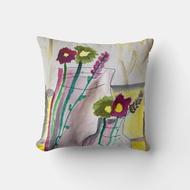 Coussin Fleurs sauvages dans le vase art abstrait (Recto)