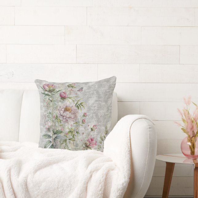 Coussin Fleurs sauvages d'aquarelle délicats (Canapé)