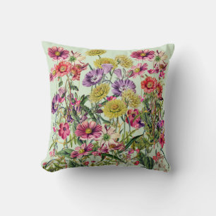 Coussin Fleurs sauvages de prairie sur fond vert
