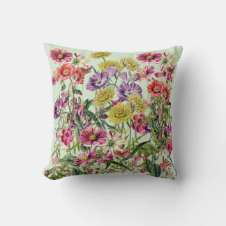 Coussin Fleurs sauvages de prairie sur fond vert