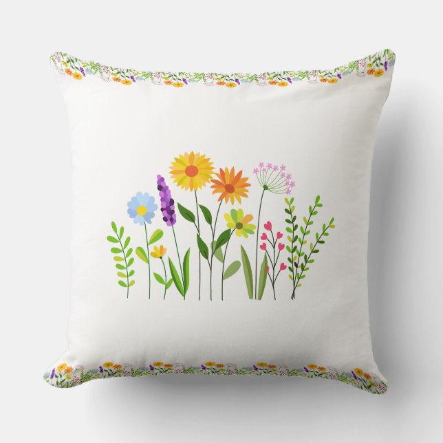 Coussin Fleurs sauvages de printemps été (Recto)
