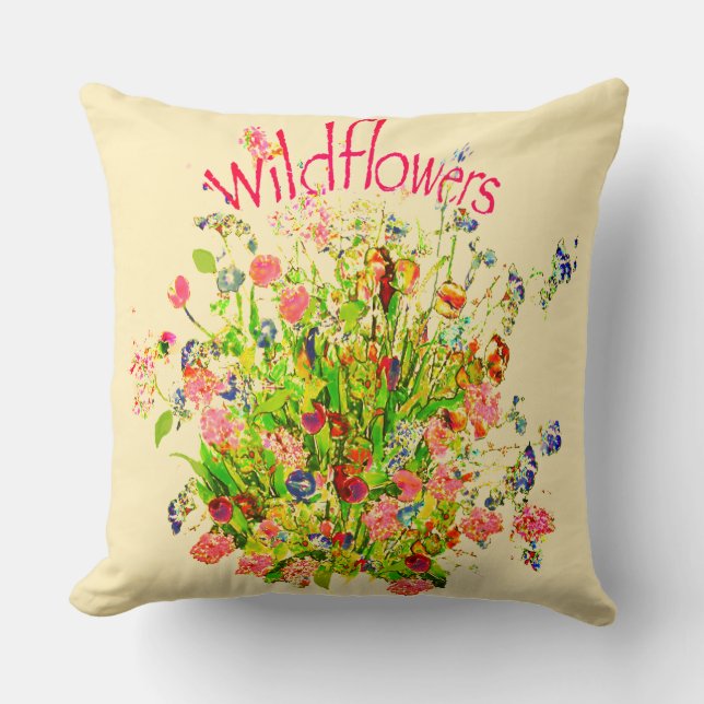 Coussin Fleurs sauvages multicolores Texte (Recto)