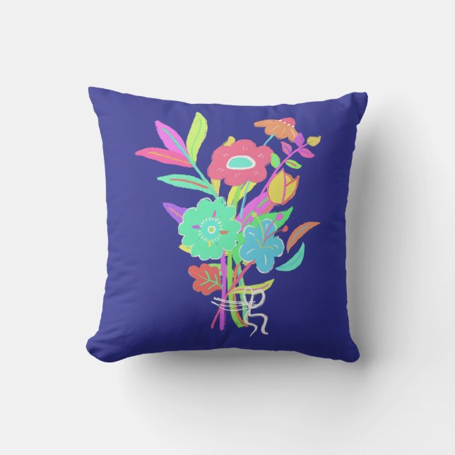 Coussin Fleurs Sauvages Néon (Recto)