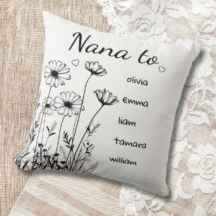 Coussin Fleurs sauvages personnalisés Grandchild Nana