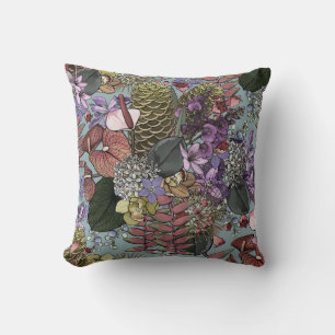 Coussin Fleurs sauvages tropicales d'été vintage australie
