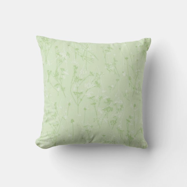 Coussin Fleurs sauvages verts Abstraits modernes (Recto)