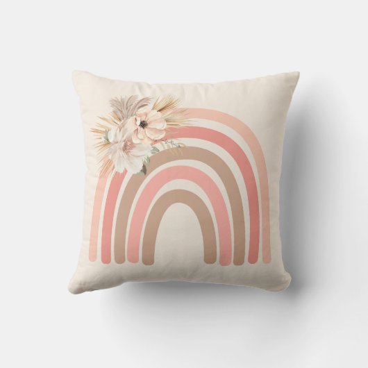 Coussin Fleurs séchées arc-en-ciel rose tendance Boho  (Verso)