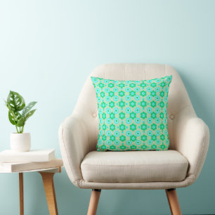 Coussin Fleurs simples perle et beignets Spearmint blanc