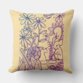 Coussin Fleurs, souris et escargot et plaid retour (Recto)