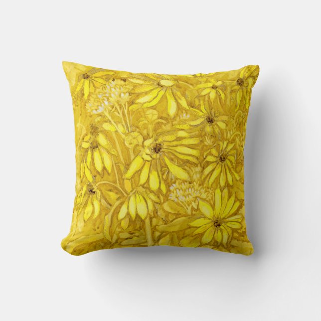 Coussin Fleurs Sunchoke Fleurs Sunchoke Jaune Doré Floral (Recto)