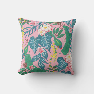 Coussin Fleurs tropicales Abstraites, motif de guache pein
