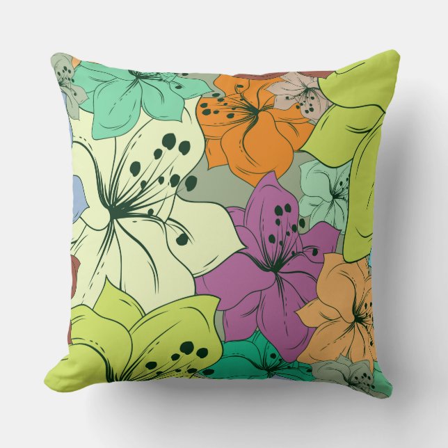 Coussin Fleurs tropicales colorées (Recto)