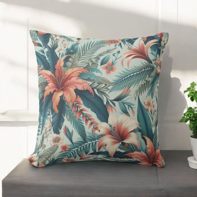 Coussin Fleurs tropicales Orchidée vibrante & Botanique  (Créateur téléchargé)