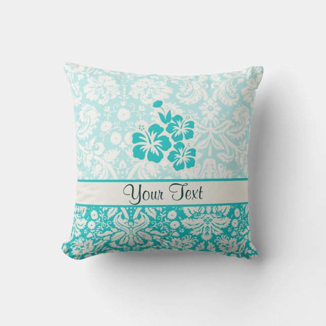 Coussin Fleurs tropicales turquoises (Recto)
