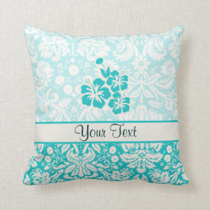 Coussin Fleurs tropicales turquoises