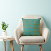 Coussin Fleurs turquoises et or (Chaise)