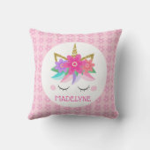 Coussin Fleurs Unicorne Or rose marguerite Personnalisée F (Verso)