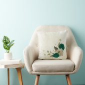 Coussin fleurs vert émeraude beige (Chaise)