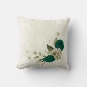 Coussin fleurs vert émeraude beige (Recto)