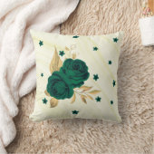 Coussin fleurs vert émeraude feuilles dorées marbre (Couverture)