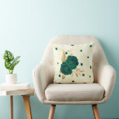Coussin fleurs vert émeraude feuilles dorées marbre (Chaise)