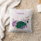Coussin fleurs vert émeraude violet (Couverture)