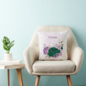Coussin fleurs vert émeraude violet (Chaise)