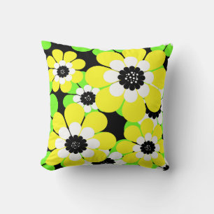 Coussin Fleurs vert jaune