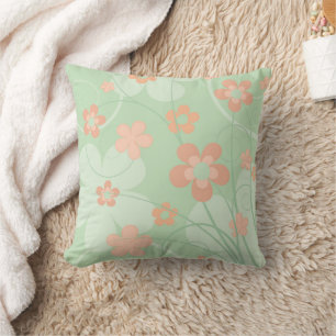 Coussin Fleurs vert rose corail Simple mignon Ressort flor