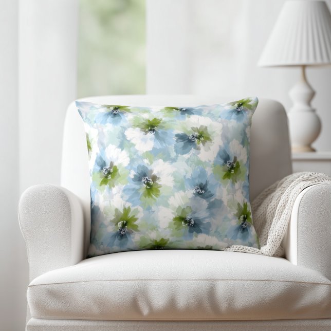 Coussin Fleurs vertes et bleues (Créateur téléchargé)