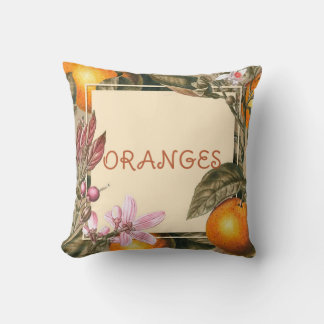 Coussin Fleurs Vintage et Oranges