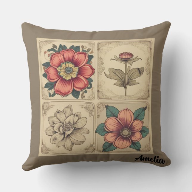 Coussin Fleurs vintages (Verso)