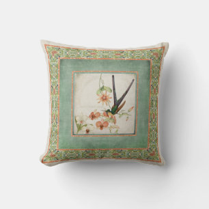 Coussin Fleurs vintages des colibris n de Chinoiserie